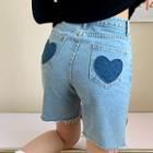 Heartbeat Embroidered High-waist Shorts