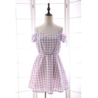 Plaid Cold Shoulder A-line Dress