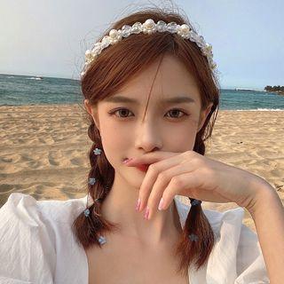 Faux Pearl Faux Crystal Headband / Flower Headpiece / Set