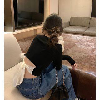 Long-sleeve Tie Back Knit Top