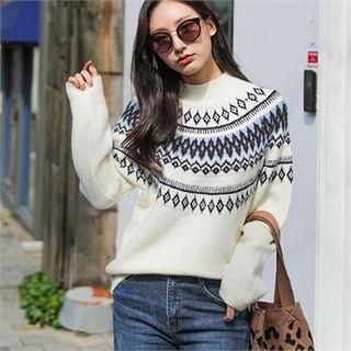 High-neck Patterned Sweater