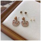 3 Pair Set: Bear Earring (various Designs) 3 Pairs - Silver Needle - Brown - One Size