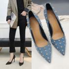 Studded High Heel Pointy Pumps