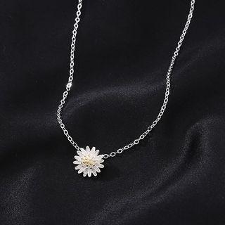 Flower Pendant Sterling Silver Necklace Silver - One Size