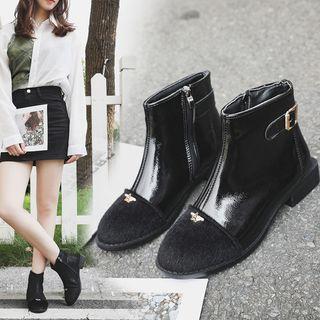 Low Heel Side Zip Short Boots