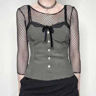 Lace-trim Bow Accent Crop Camisole Top