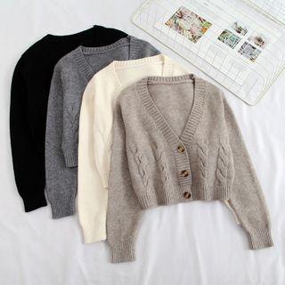 V-neck Crop Cable-knit Cardigan