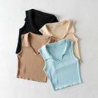 Sleeveless Ribbed Polo-neck Top