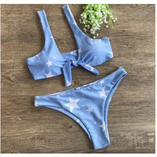 Printed Bow-accent Bikini