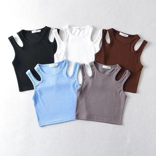 Cut-out Plain Crop Tank Top