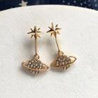 Rhinestone Planet Dangle Earring S925 - Stud Earrings - 1 Pair - As Shown In Figure - One Size