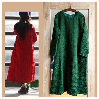 Long-sleeve Patterned Maxi Dress