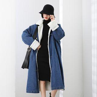 Fleece Lined Long Denim Jacket