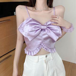Bow Neck Ruffle Trim Camisole Top
