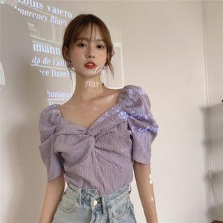 Twisted Puff-sleeve Blouse
