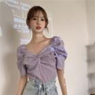 Twisted Puff-sleeve Blouse