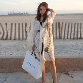 Bell-sleeve Lace Open-front Jacket