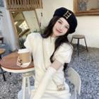 Set: Short-sleeve Knit Sheath Dress + Arm Sleeve