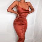 Halter Neck Open-back Satin Bodycon Dress