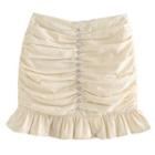 Rhinestone Ruffle Hem Mini Skirt