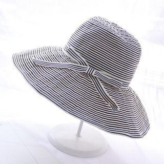 Bow-accent Striped Bucket Hat
