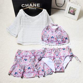 Printed Bikini / Lace Trim Swim Shorts / Swim Skirt / Cover-up / Set