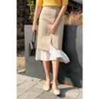 Layered Midi Wrap Skirt Beige - One Size