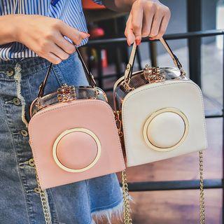 Round Buckled Chain Strap Cross Bag