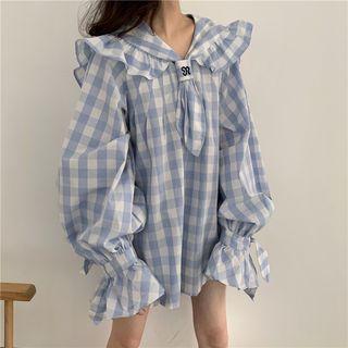 Ruffle Collar Balloon-sleeve Blouse