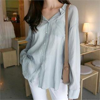 Pocket-front Loose-fit Sheer Shirt