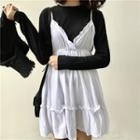 Long-sleeve T-shirt / Strappy A-line Dress / Set
