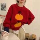 Tangerine Round Neck Sweater Red - One Size