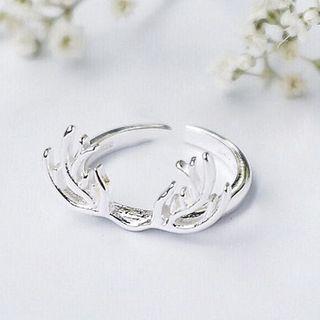 925 Sterling Silver Antlers Open Ring Silver - One Size