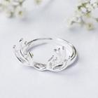 925 Sterling Silver Antlers Open Ring Silver - One Size