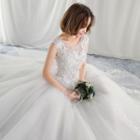 Lace Panel Sleeveless Wedding Ball Gown