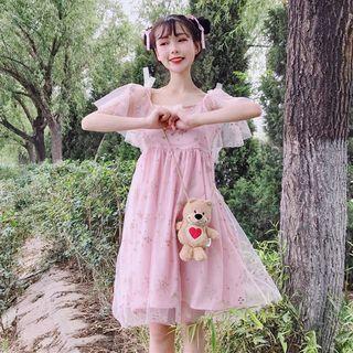 Short-sleeve / Strappy A-line Dress