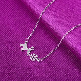 925 Sterling Silver Deer Snowflake Bracelet Silver - One Size