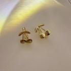 Cherry Sterling Silver Ear Stud 1 Pair - Gold - One Size