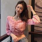 Long-sleeve Flower Trim Lace Top