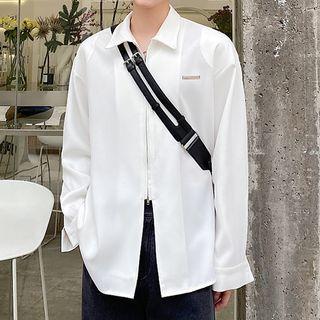 Zip Front Lapel Shirt