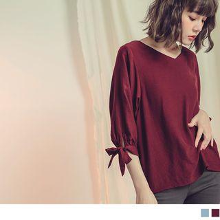 Cutout Back V-neck Chiffon Top