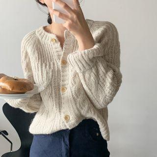 Long-sleeve Plain Cable Knit Vest
