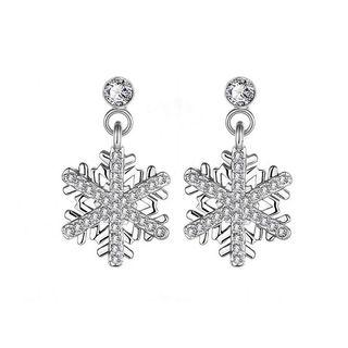 Simple Snowflakes Earrings With White Austrian Element Crystal