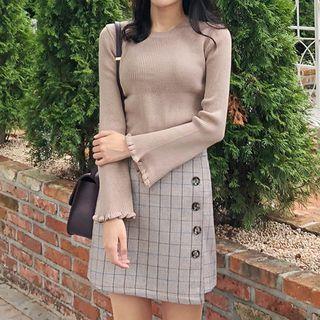 Frilled Bell-sleeve Sweater In 5 Colors