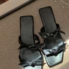 Ribbon-strap Slide Sandals