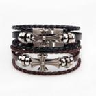 Cross Braid Genuine-leather Layered Bracelet
