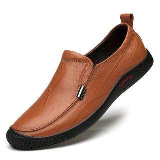Genuine-leather Round-toe Casual Shoes