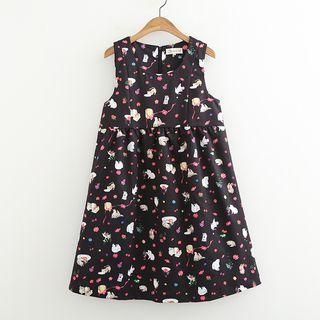 Cat Print Sleeveless A-line Dress