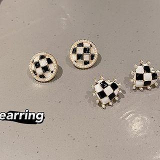 Faux Pearl Checkerboard Stud Earring (various Designs)