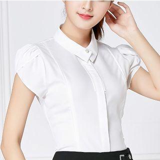 Puff-shoulder Short-sleeve Shirt
